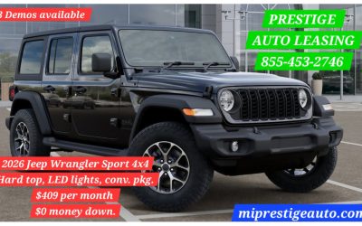 2026 Jeep Wrangler Sport 4×4 Hard top, LED lights, conv. pkg.